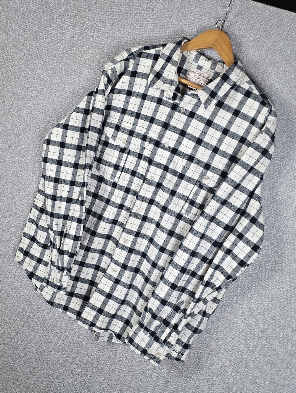 CC FILSON Alaskan Guide Heavyweight Flannel Shirt Black/white Plaid Mens XXL